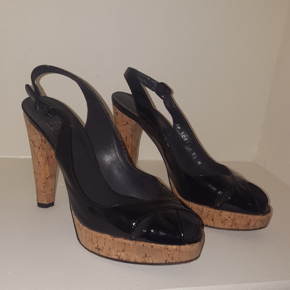 SALE. Leather sole cork platform heels